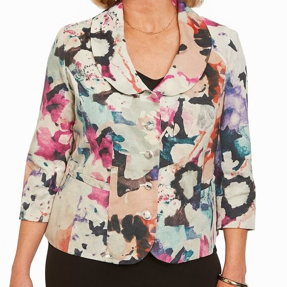 Maggie Boutique Crop Jacket - Size 6P - 3/4 Sleeve - Colorful - EUC - Picture 1 of 7